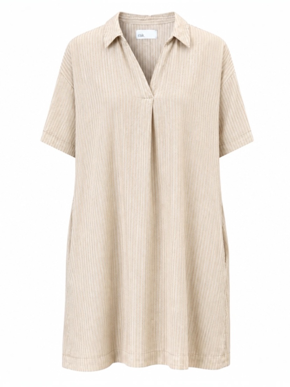 Nordstrom Linen Blend Collared Shirt Dress Sz Large Beach Summer Resort Striped